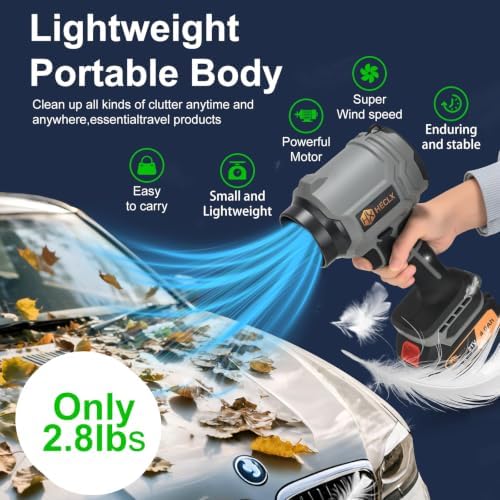 Cordless Leaf Blower with 2 Batteries & Charger, Gray