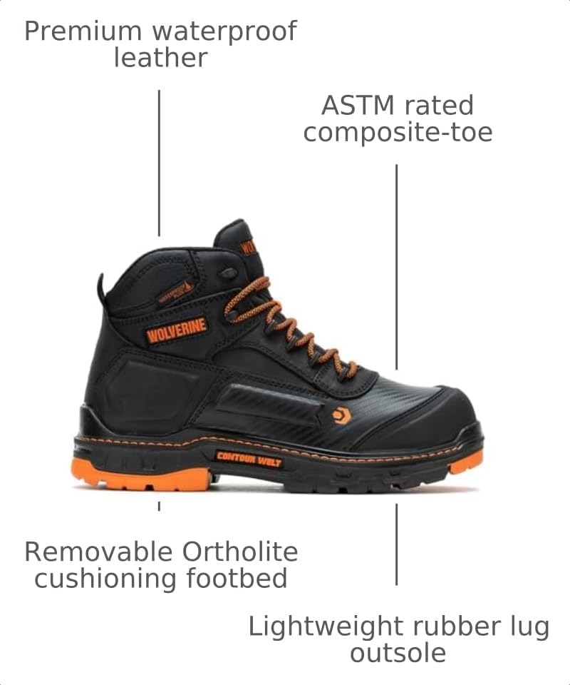 Wolverine Men's Overpass Composite Toe Waterproof Work Boots