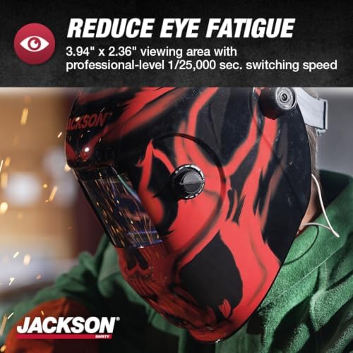 Jackson Safety Premium Graphic Welding Hood with ADF - Ultra Lightweight Auto Darkening Welding Helmet - ANSI Z87.1 (Multiple Styles)