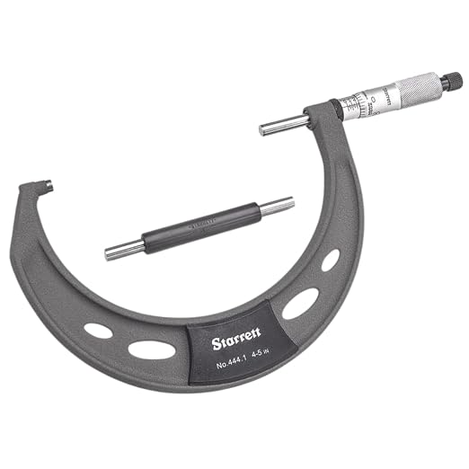 Starrett Outside Micrometer with Insulated Frame, Satin Chrome Finish and Advanced Sleeve Design - Quick and Easy Adjustment, 4-5" Range, .0001" Graduation - T444.1XRL-5
