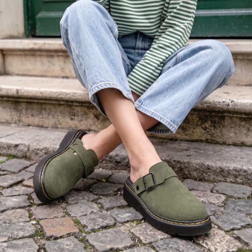Athlefit Women's Slip On Suede Clogs with Back Strap
