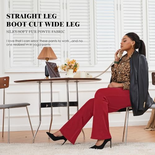 DGD Wrinkle-Free Stretch Dress Pants Plus Size for Women Pull-on Pant Ease into Comfort Office Pant