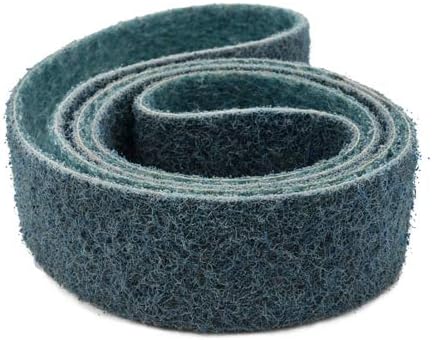 Red Label Abrasives 2 X 42 Inch Non Woven Surface Conditioning Sanding Belts for Knife Makers and Metal Fabricators - Blue Fine Grit Sand Paper - 3 Pack