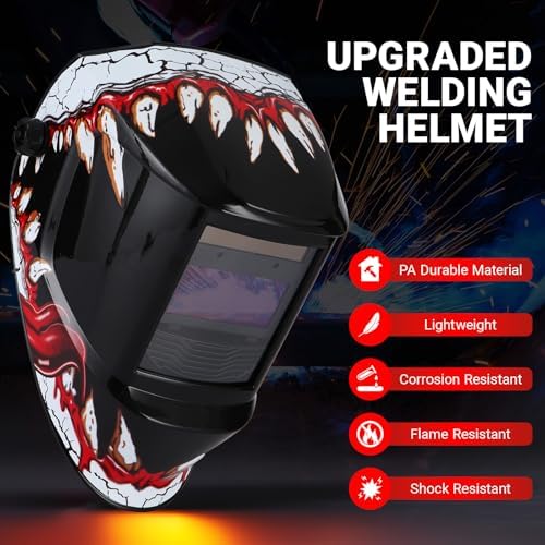 Solar Battery Powered 3.94''X1.93'' Large View Wide Shade 4/9-13 for TIG MIG ARC Cool Welder Mask Hood Helmet
