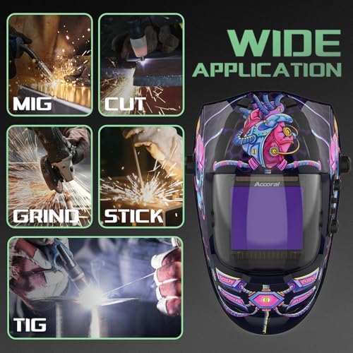 Large View Welding Helmet, 3.94 x 3.66 in, 4 Arc Sensors