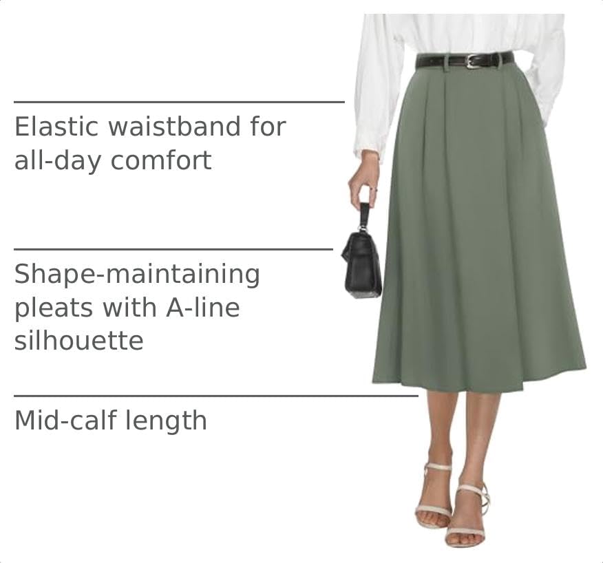 Casly Lamiit A-Line Midi Skirts for Women Business Skirt