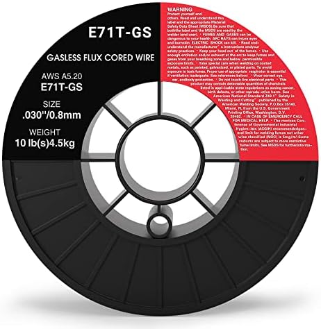 0.030 Flux core Welding Wire, 1 Spools E71T-GS 10lbs(4.5kg) Low Splatter gasless Carbon Steel Mig Welding Wire Compatible