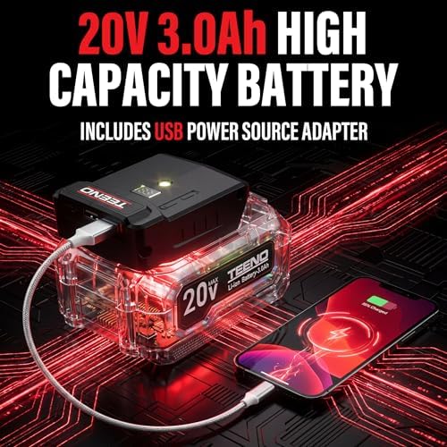 TEENO Brushless Power Tool Combo Kit, 6-in-1 Cordless Interchangeable Multi-Tool Set (Drill, Impact Wrench, Oscillating Tool, Reciprocating & Chain Saws, Sander), 3Ah Battery, USB Adapter & Hard Case
