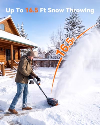20V Cordless Snow Shovel, Electric Snow Blower with 2×4.0Ah Batteries