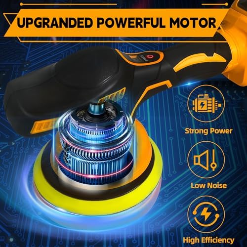 Cordless Buffer Polisher for Dewalt 20V Battery, 6 Inch Car Polisher with 8 Variable Speed, Portable Orbital Buffers and Polishers Kit for Car Detailing, Waxing, Polishing (Battery Not Include)