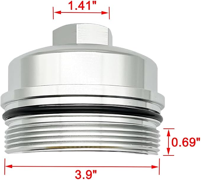 iFJF EC781 Oil Filter Cap Aluminum Silver Replacement for Ford 6.0L 6.4L | for F250-F550 6.4L, Seamless Seamless-System Integration, 3K-5K Mile Routine Maintenance Ready, Fast Back-on-the-Road Setup