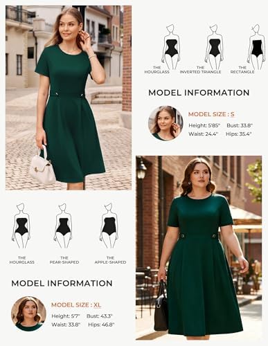 GRACE KARIN Women's 2026 Short Sleeve Church Work Midi Dresses with Pockets