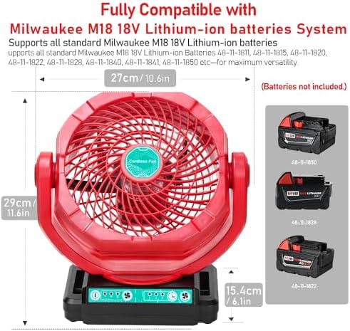 Oscillating Fan Compatible with Milwaukee M18 18V Battery(Tool Only)