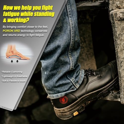 ROCKROOSTER Work Boots for Men,7 inch,Steel Toe,Side Zipper, Oiled Leather Shoes,Static Control,Breathable,Quick Dry(AK232Z-245Z)