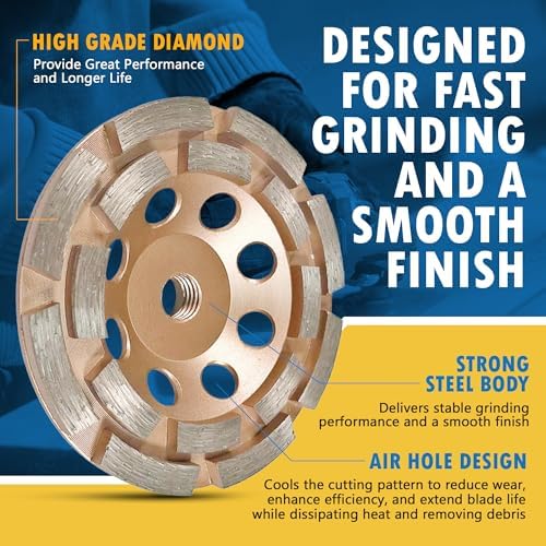 4.5" Diamond Grinding Wheel for Concrete 16 Dbl Row Segments 5/8"-11