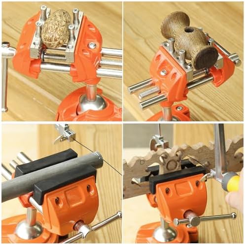 MAXMAN Clamp Bench Vise, 360° Cast Steel Swivel Base, Woodworking for DIY