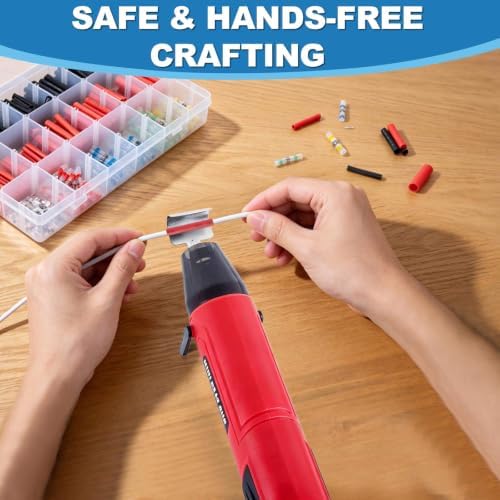 350W Mini Heat Gun Kit with 300pcs Solder Seal Wire Connectors & 3:1 Waterproof Heat Shrink Tubing 2-Temp Max 662°F Portable Hot Air Gun, Electrical Repair Tool Set for Automotive, Marine & DIY Crafts