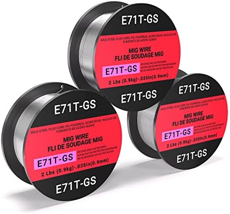 Gasless Flux Core Mig Wire, Mild Steel E71TGS .035-Diameter, 2-Pound Spool (0.035-Inch 2LB * 3PACK)