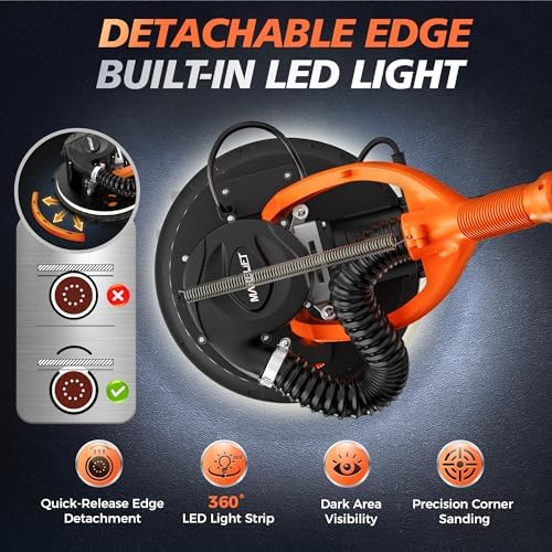 1050W Drywall Sander, 5-Speed 1000-2100RPM, Foldable & Extendable Handle