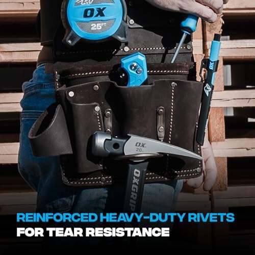 Ox Pro Full Grain Leather Tool Pouches - Made with Double Stitching and Rivet Reinforced Pockets