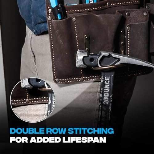 Ox Pro Full Grain Leather Tool Pouches - Made with Double Stitching and Rivet Reinforced Pockets