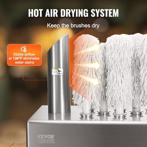 VEVOR Wine Glass Polisher Machine, 8 Cloth Polisher Glass Polishing Machine, 660 Cups/Hour Electric Commercial Glass Polisher for Champagne Glasses, Beer Cups, Perfect for Bar Restaurant Kitchen