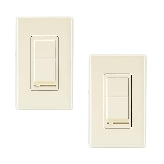CLOUDY BAY in Wall Dimmer Switch for LED Light/CFL/Incandescent,3-Way Single Pole Dimmable Slide,600W max Incandescent,150W max Dimmable LED/CFL, Cover Plate Included,Almond,2 Pack