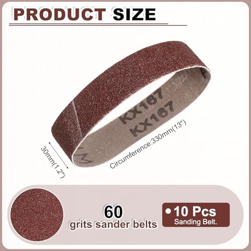 HARFINGTON 1.2 x 13 Inch Sanding Belts, 10 Pcs 60 Grits Aluminum Oxide