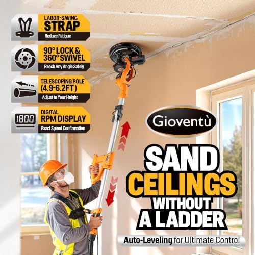 Dustless Electric Drywall Vacuum Sander, 950W 8.5A for Ceiling/Wall