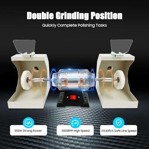 110V Polisher Polishing Machine, 3000Rpm Dental Polishing Polish Lathe Machine Grinder Lab Equipment Polisher, Electric High-Speed Polishing Machine with Double Grinding Position For Casting