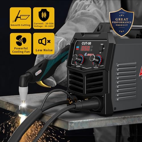 GZ GUOZHI Plasma Cutter, 50 Amp Air Inverter Plasma Cut, 110V/220V Dual Voltage Digital Display IGBT Inverter Plasma Cutting Machine with 2T/4T/TEST Function