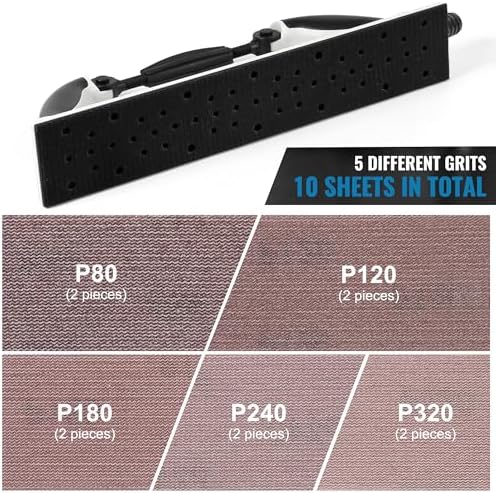S SATC 2-3/4" x 15-3/4" Adjustable Radius Longboard Flexible Sanding Blocks with Hook & Loop Backing Include 10PCS 5 Girts Mesh Sandpapers for Sanding Auto Body Woodworking