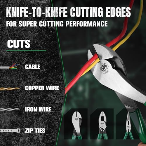SK Tools USA 3-Piece Pliers Set, High Quality Carbon Steel, Roll-Up Pouch