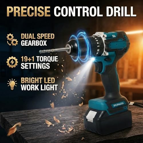 SELFIE CAT 4-Tool Brushless Cordless Power Tool Combo Kit, 4 Batteries
