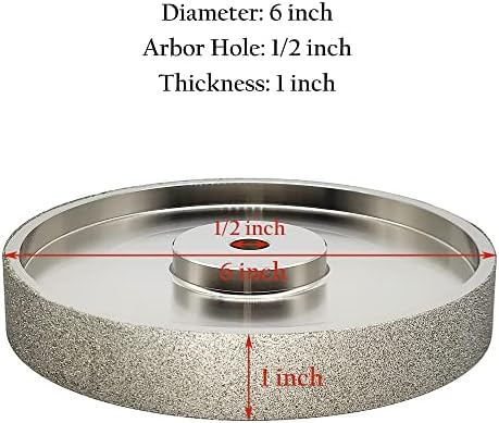 CBN Grinding Wheel 6 Inch 80 Grit, 1/2" Arbor, for Bench Grinders
