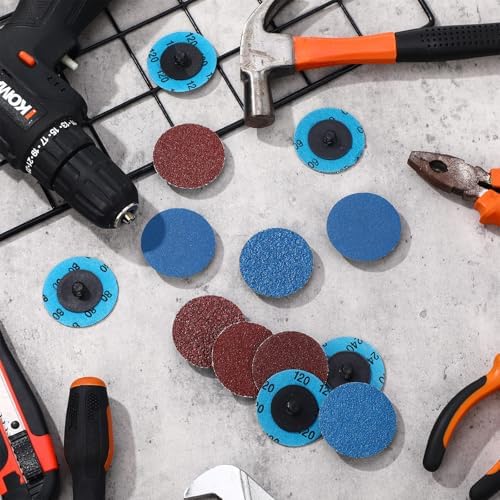 Chumia 250 Pcs 2 Inch Sanding Discs Set 5 Grit Mix 36 to 240, Red,Blue