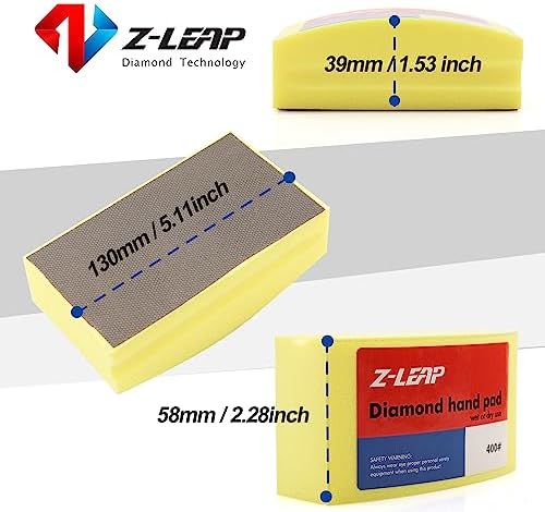 Diamond Polishing Hand Pads Arc Shape Back for Ceramic Porcelain Tile Glass Jade Stone Granite Marble Concrete Grit 400 4Pcs