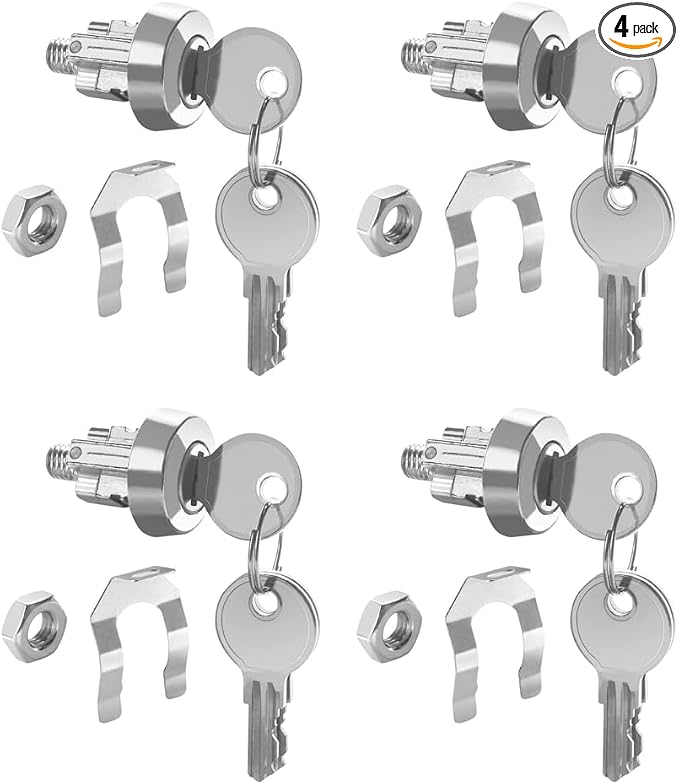 C9100 National Mailbox Lock with Keys for USPS-L-1172C Mailbox Key Lock, Clockwise Brushed Nickel Key Lock (4 Kits)