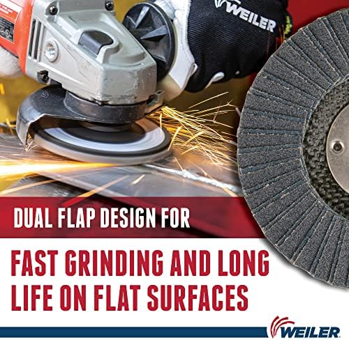 Weiler 51226 Tiger X Flap Disc, Ceramic and Zirconia Alumina, Flat, Phenolic Backing, 40 Grit, 4-1/2", 5/8-11" Arbor Hole (Pack of 10)