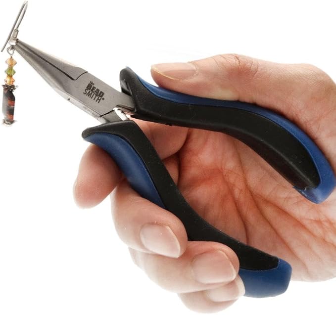 The Beadsmith Ergonomic Chain Nose Pliers – 5 inches (127mm) – Comfortable Ergonomic Grip, Double-Leaf Springs & Polished Steel Head – Extra-Fine Tips for Precision to Medium Level Work