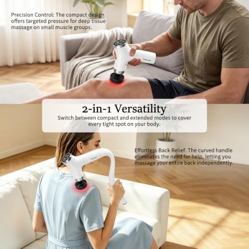 Sfozstra Heating Massage Gun: Heat Cold Therapy, Red Light, Long Handle
