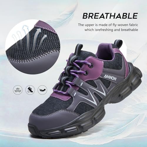 Hogent Steel Toe Shoes for Men Women - Non Slip & Lightweight Work Shoes