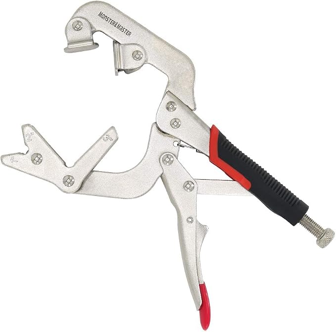 Monster & Master Welding Pipe Plier Clamp, Fast Release, C-Clamp Locking with Large V-Pads, 10 Inch, 1pcs, ATHUS-MM-WLP-S9
