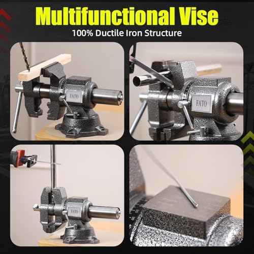 FATO 5” 360° Ductile Iron Bench Vise, 8800LB Force Black