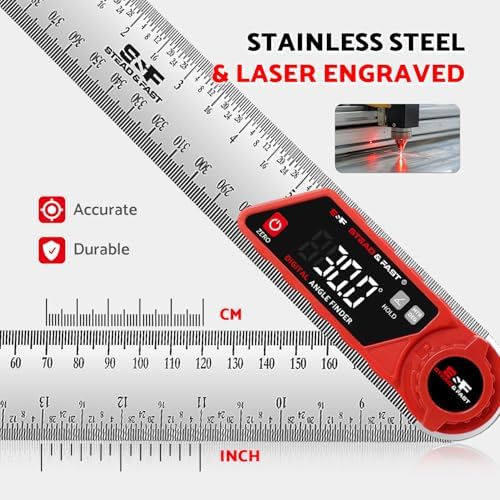 S&F STEAD & FAST Digital Angle Finder with Miter Button, 7 Inch / 200 mm