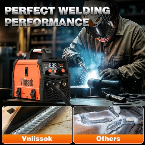 140A MIG Welder, Flux Core Welder Machine, Gasless MIG Welding Machine 3 in 1 IGBT Inverter Welder Portable Wire Feed Welder with LCD Display (140A Welder)