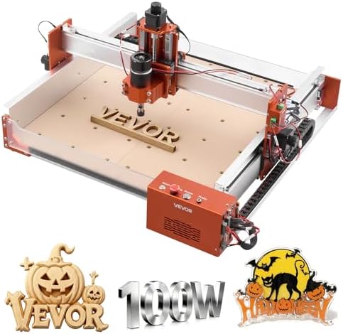 VEVOR CNC Router Machine, 100W Spindle, 3-Axis Wood Engraving Milling Machine, with 15.75 x 15.75 x 3.74 in Working Area, Linear Rail, Aluminum Alloy Structure, for Wood Acrylic Carving Cutting
