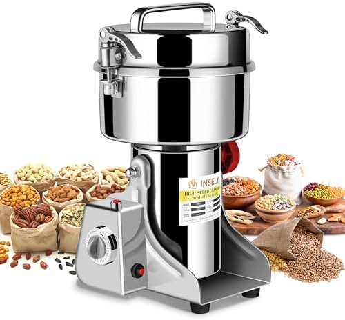 1000g Grain Mill Grinder High Speed Food Grain Mill Stainless Steel Seeds Flour Wheat Nut Spices Corn & Seasonings Dry Grinder Electric Machine Grinder for Kitchen