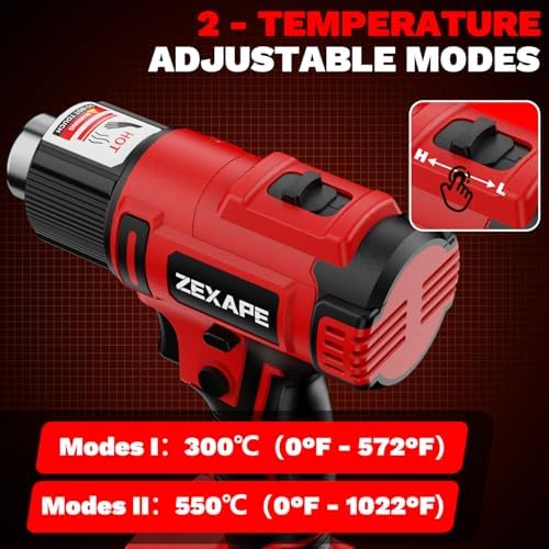 Cordless Heat Gun Compatible with Milwaukee 18V Battery, 350W Fast Heating Soldering Gun with LED Light, 122℉-1022℉ Variable Temperature with 5 Nozzles for DIY Craft, Shrink Tubing (Tool Only)