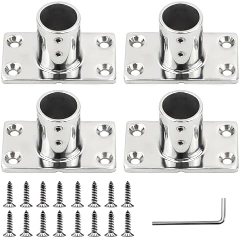YANYUCB Boat Hand Rail Fitting,316 Stainless Steel Rectangular 60/90 Degree Boat Hand Rail Base(1 inch,1-1/4inch,7/8 inch,1-3/16 inch) with L Shape Hex Key and Screws